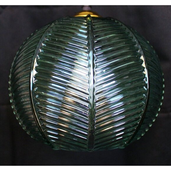Hanging Glass Pendant Ceiling Light Small Ribbed Leaf Ball Modern Summer Beach - Picture 4 of 7